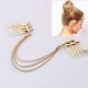 thumbnail image 1 of 2PCS Cadena de pelo de oro con patrón de hoja de peine Diadema de estilo bohemio para mujer, 1 of 5