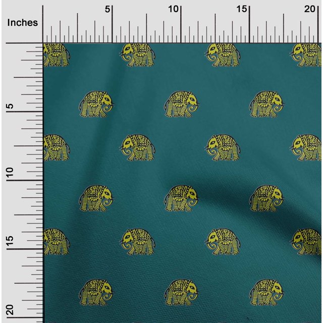 oneOone Cotton Cambric Fabric Elephant Block Fabric Prints By Yard 56 Inch Wide
