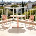 thumbnail image 6 of Monica Bistro Set with Table and 2 Chairs, Pink Metal Patio Furniture Set for Garden Balcony Porch Deck, Outdoor Dining Seating Set of 3, 6 of 7
