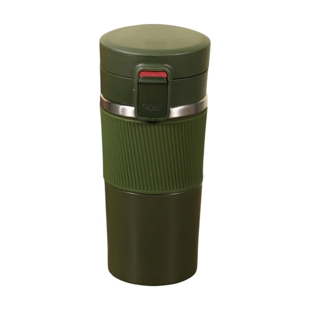 Taza de café aislada de acero inoxidable 304 de 400 ml, color sólido, taza de viaje con tapa de goma, tapa de un solo clic para uso en el coche y el hogar, vaso térmico con aislamiento al vacío para