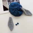 thumbnail image 4 of Lace Trim Bowknot Newsboys Hat Plush Bunny Hat Funny Floppy Ear Hat Flat Hat Women Painters Hat, 4 of 7
