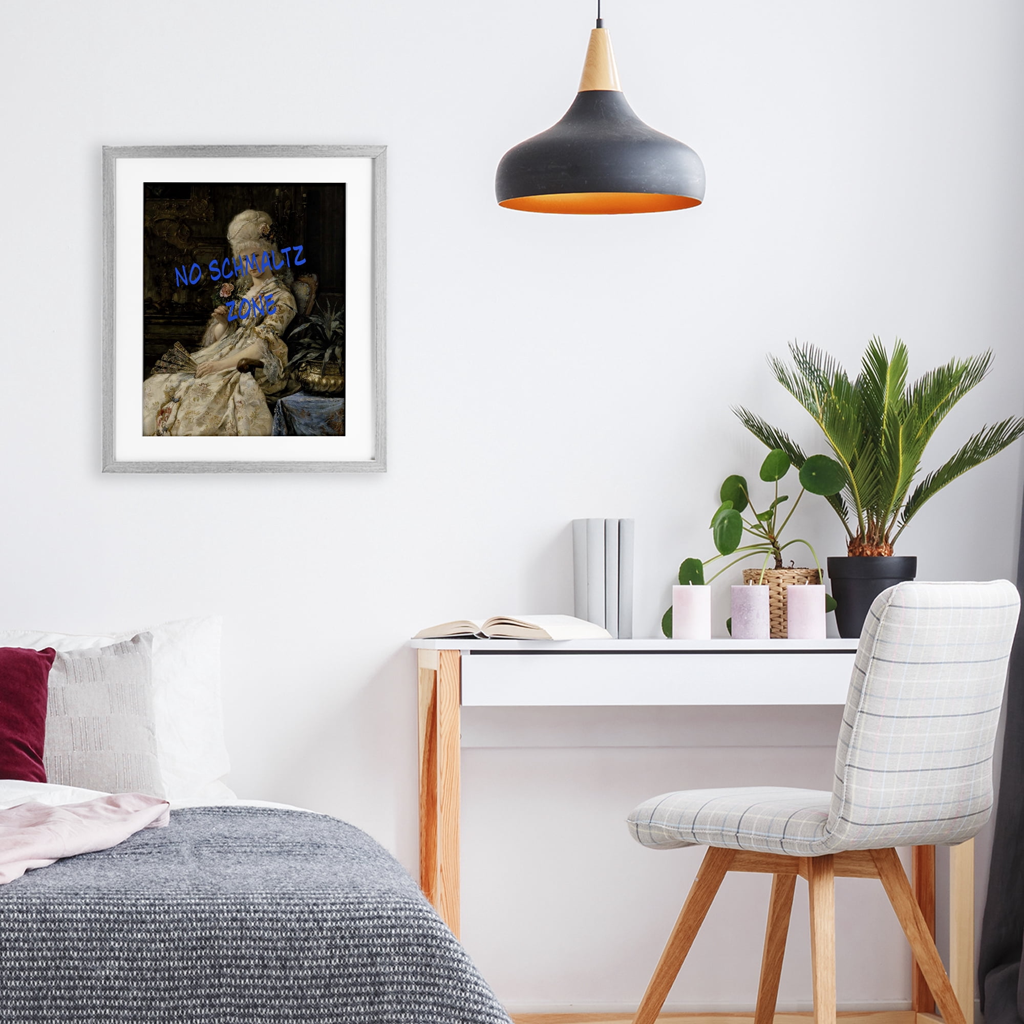 Stupell Industries Iconic No Schmaltz Zone Gray Framed Print Under Glass, design by Grotto Studios