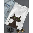thumbnail image 3 of Cute Black Cat With Green Eyes Medium Front Graphic Women White T-Shirt, Female x-Large, 3 of 4