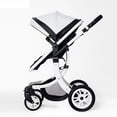 thumbnail image 4 of Leather 2 in 1 Baby Stroller,Two Way Stroller,Car Seat Newborn Bassinet,travel white folding baby stroller,baby Carriage Pram ShopWise Round, 4 of 20