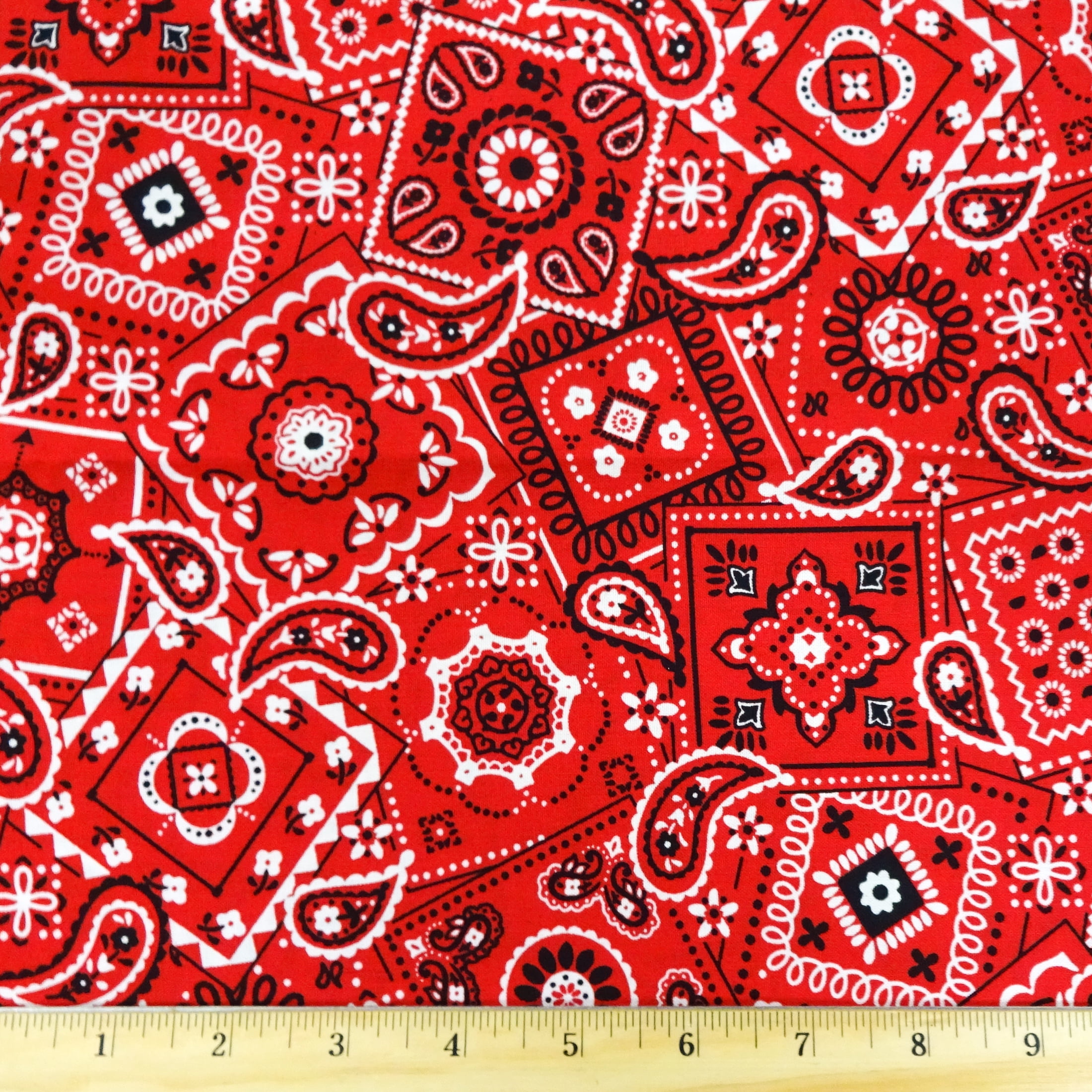 Waverly Inspirations 1 Yard Cut 100% Cotton Bandana Print Fabric, Poppy Red, 44" Wide for Quilting & Sewing