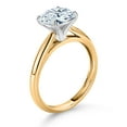 thumbnail image 3 of Gem Stone King 10K Yellow and White Gold White Zirconia Soitaire Engagement Ring for Women (3.01 Cttw, Cushion 8MM, Gemstone Birthstone, Available in Size 5, 6, 7, 8, 9), 3 of 4
