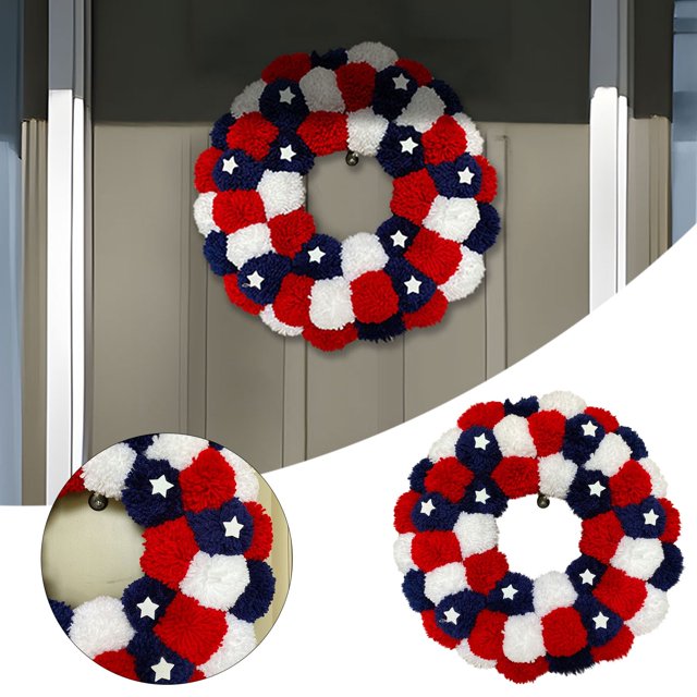 Fiudx Ofertas y liquidaciones Guirnalda con la bandera de EE. UU. para el Día de la Independencia, decoración frontal para puerta, accesorios para colgar, decoraciones para fiestas