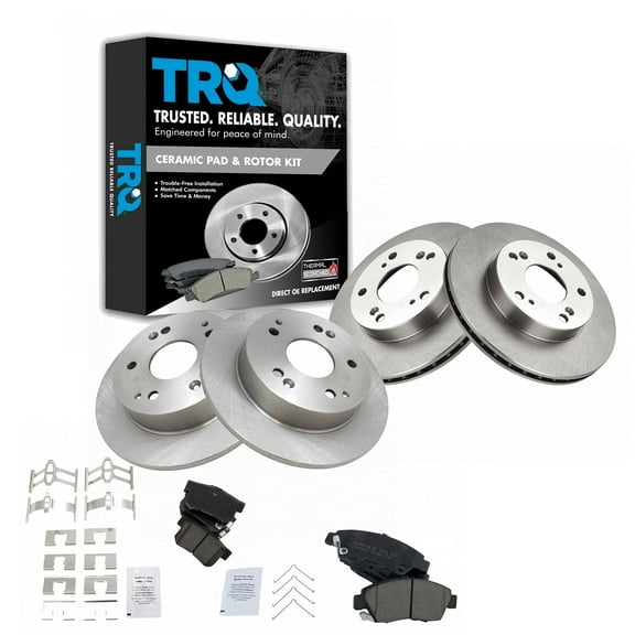 TRQ Front and Rear Brake Pad & Rotor Kit Brake Pads Brake Rotor Ceramic Fits Select 2002-2006 Acura RSX