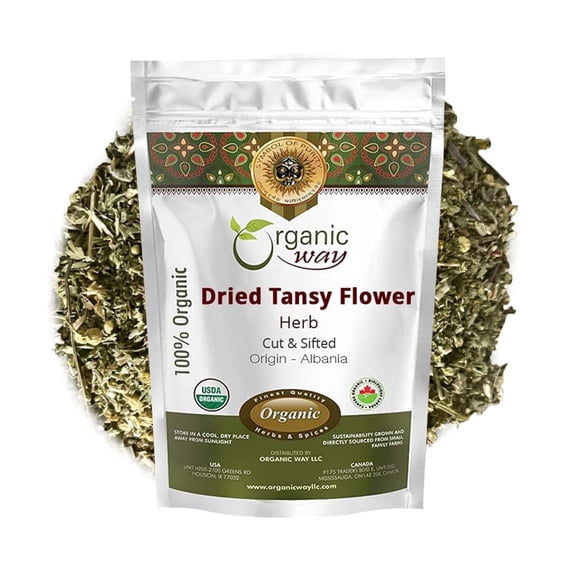 Organic Dried Tansy Flower Herb Tea Cut & Sifted | European Wild-Crafted | Organic & Kosher Certified | Vegan, Non GMO & Gluten Free | USDA Certified | Origin - Albania (2 Ounce Pack)