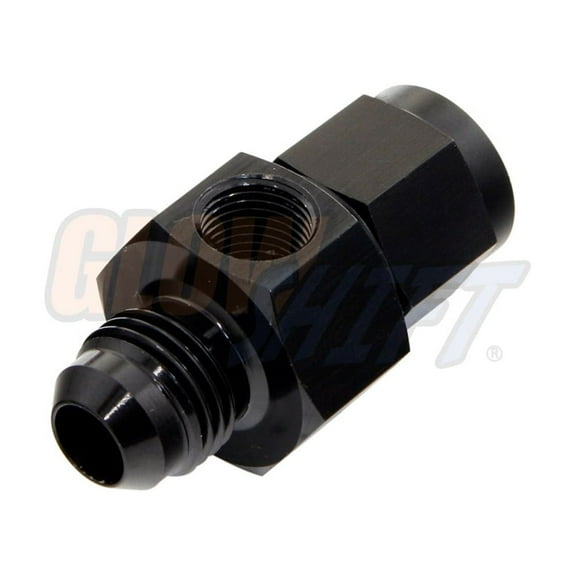 GlowShift -6 AN Male to -6 AN Female Fuel Pressure Sensor Thread Adapter with 1/8-27 NPT Female Thread Port