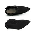 thumbnail image 4 of BLISSFUL STEP Women's Ankle Boots Faux Suede Bow Decor Stiletto Heel Pointed Toe Side Zip Booties  Black 7, 4 of 7