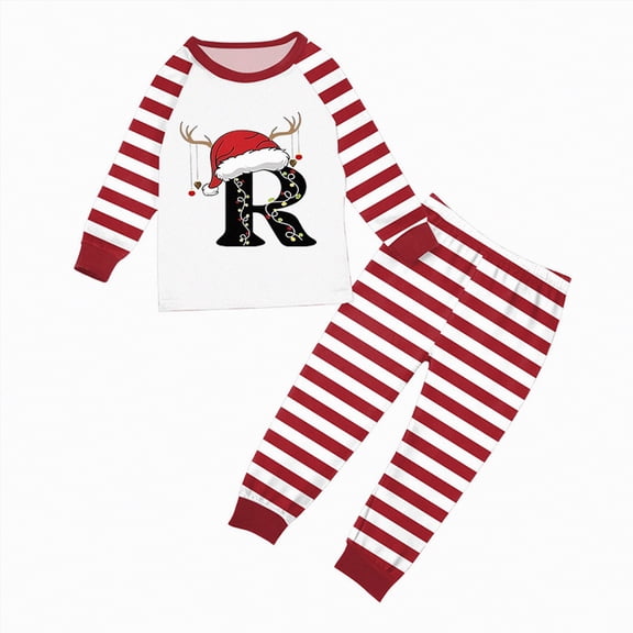 mgoYE Family Pajamas Winter Family Christmas Pajamas Matching Sets 2025 A-Z Letter Alphabet Xmas Holiday Pjs Cute Sleepwear Loungewear Jammies