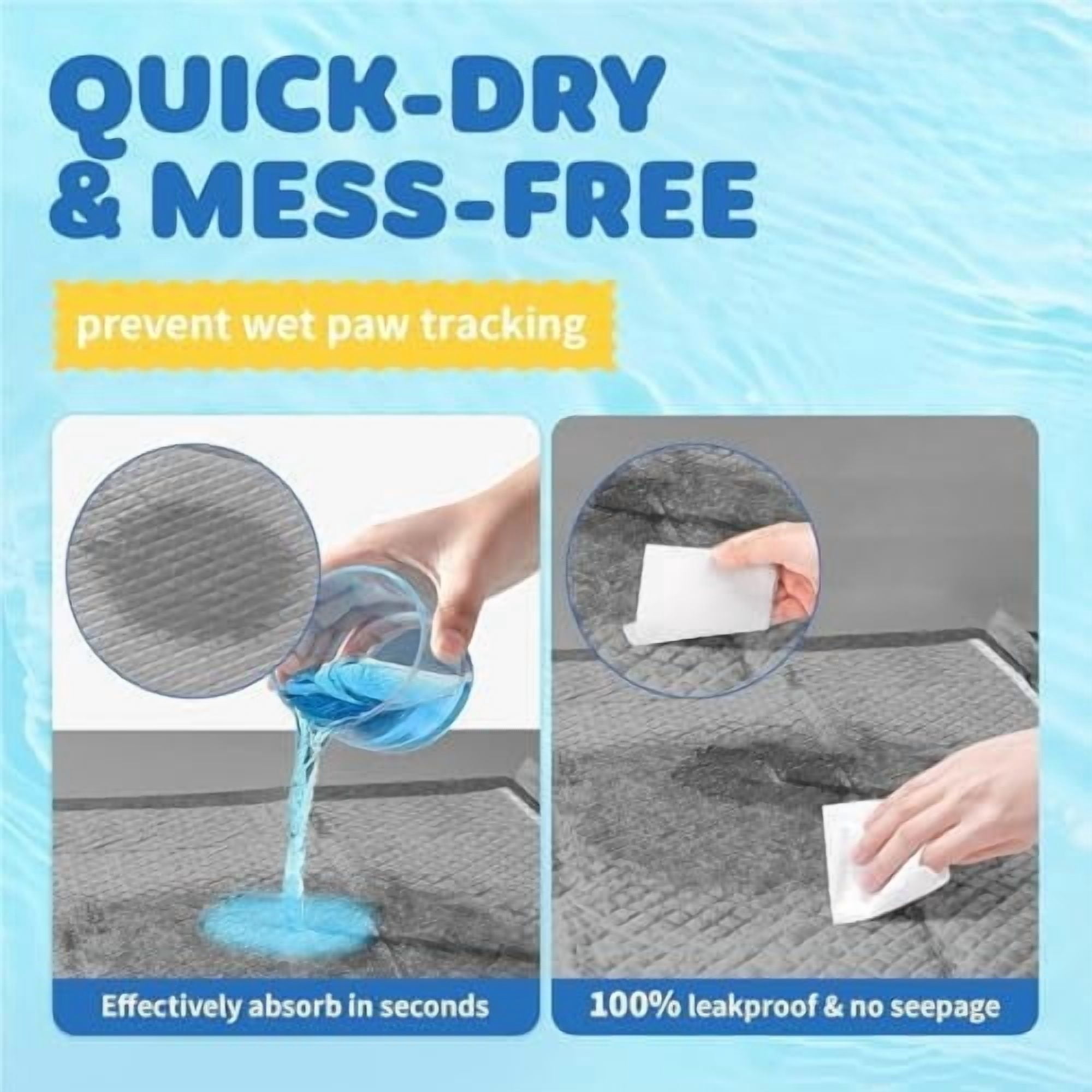 100-Pack X-Large Puppy Pads - 34'' x 28'' Pee Pads for Dogs Potty Training with Leak-Proof Quick-Dry Design, 6-Layer Wee Wee Pads for Dogs, Charcoal, Black