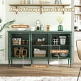 thumbnail image 3 of HLR 59" Mid Century Modern Storage Cabinet with Shelf, Vintage Large Sideboard Buffet Cabinet with 4 Doors, Green, 3 of 7