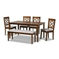 thumbnail image 2 of Baxton Studio Gabriel Modern and Contemporary Grey Fabric Upholstered and Walnut Brown Finished Wood 6-Piece Dining Set, 2 of 7