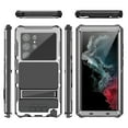 thumbnail image 2 of Built-in Screen Lens Protection Military Grade Drop Stand Case for Samsung Galaxy S24 Ultra,Dteck Full Body Protection Metal Shockproof Silicone Case Hidden Kickstand Cover,Silver, 2 of 7