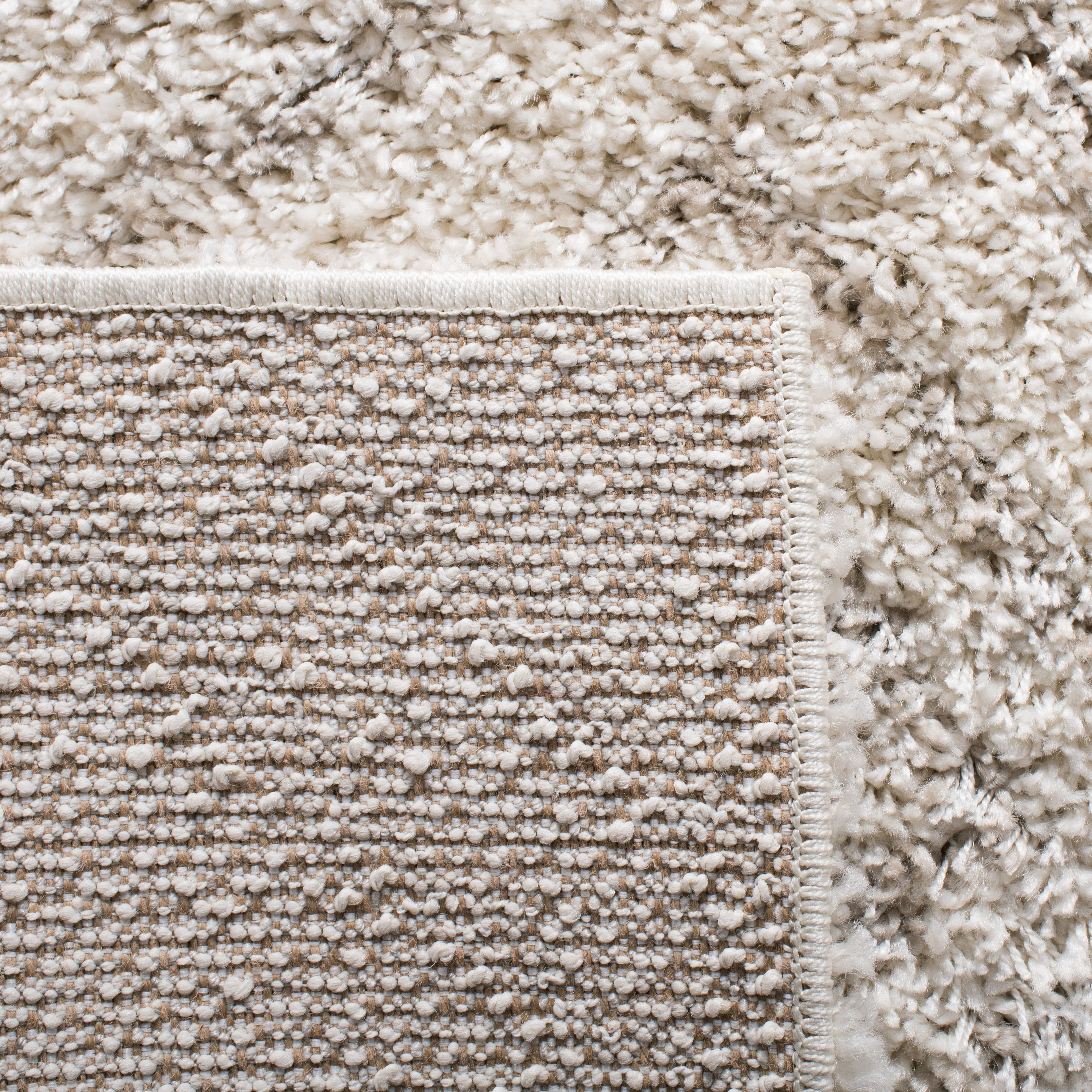SAFAVIEH Arizona Basil Geometric Shag Area Rug, Ivory/Beige, 3'2" x 3'2" Round