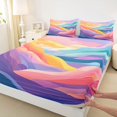 thumbnail image 4 of Castle Fairy Pastel Wave Mountain Print King Sheets 4pcs,Flowing Layer Hill Sky Abstract Art Bedding,Pink Teal,1 Fitted Sheet,1 Flat Sheet and 2 Pillowcases, 4 of 6