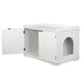 thumbnail image 4 of ZENY Double Door Hidden Cat Litter Box Enclosure Storage Cabinet MDF Frame Cat House, White, 4 of 10
