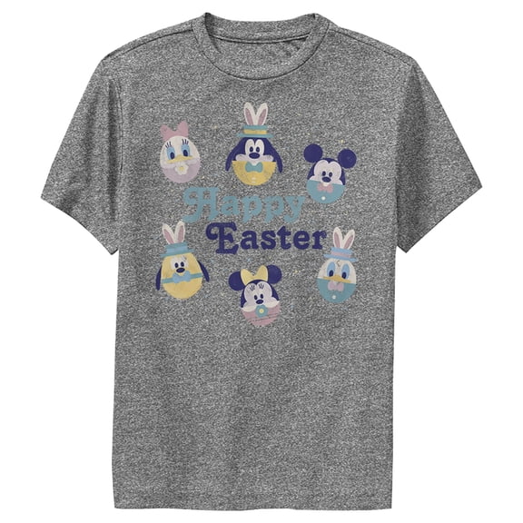 Boy's Mickey & Friends The Egg Squad Crew Performance Graphic Tee Charcoal Heather Small