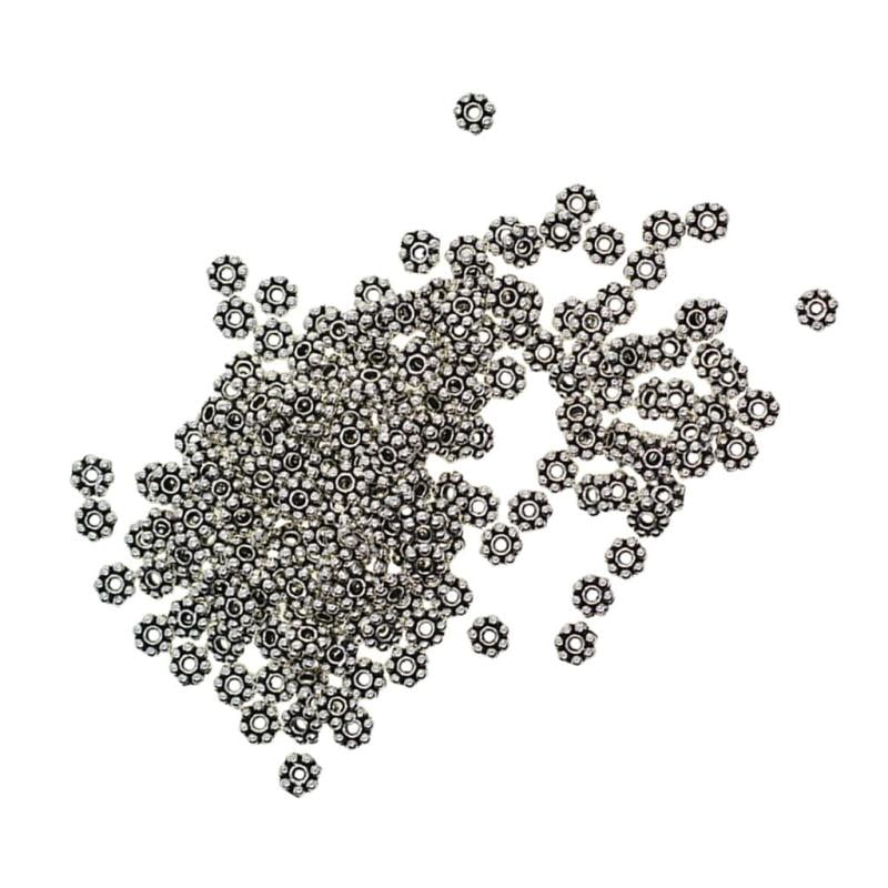 100x Tibetan Spacer Loose Beads Snowflake Charms Jewelry Making Supplies 4mm 