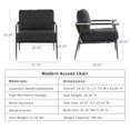 thumbnail image 6 of ODUSE-DAILY Mid Century Modern Accent Chair, Upholstered Chenille Side Corner Armchair, Sling Chair, for Living Room Bedroom Reading, with Metal Frame Wood Arms, Butacas Para Sala (2 Pcs, Black), 6 of 11