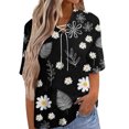 thumbnail image 2 of Puntoco Mujeres Clásico Verano Correas Blusa Estampado Cuello en V Manga corta Túnica tops Blusas fluidas Camisa Puntoco Puntoco-423, 2 of 5