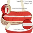 thumbnail image 5 of DALIX Small Stripe Tote Deluxe Shoulder Bag Cotton Canvas in Red, 5 of 7