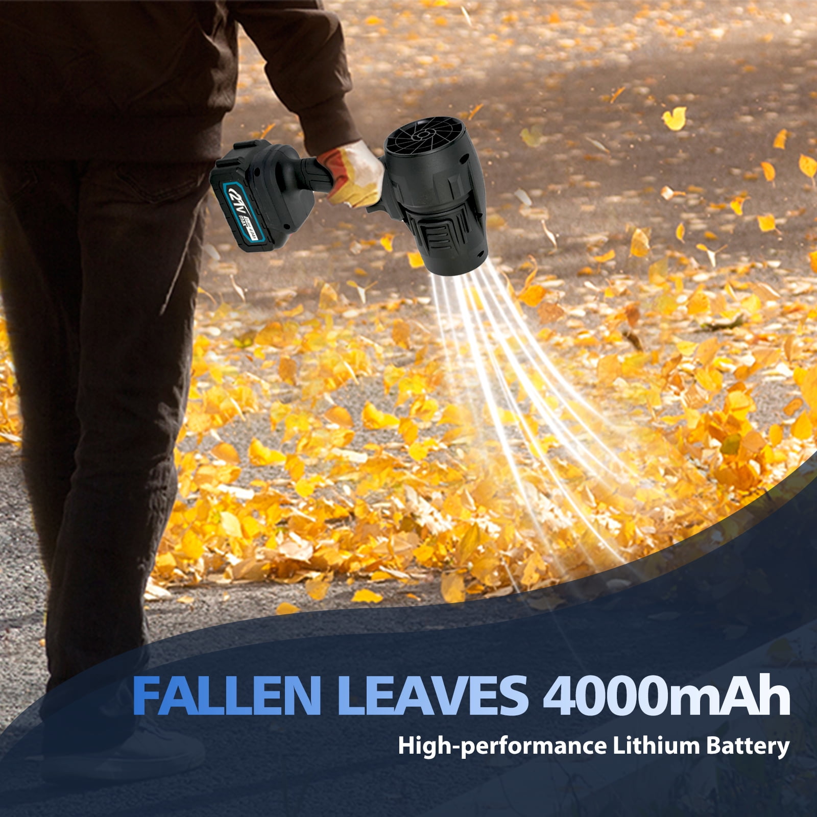 Cordless Leaf Blower with 21V 2×4.0Ah Battery and Charger, 80000RPM 850W Lightweight Electric Leaf Blowers for Lawn Care, Black