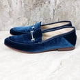 thumbnail image 3 of Sam Edelman Lior Blue Almond Toe Slip On Stacked Heel Fashion Classic Loafers (Blue Velvet Lior, 7), 3 of 7