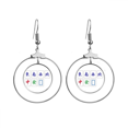 thumbnail image 1 of Chinese Culture Mahjong Game Earrings Dangle Hoop Jewelry Drop Circle, 1 of 3