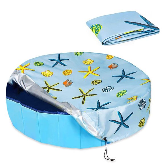 Eoperou Foldable Swimming Pool Cover Collapsible Outdoor Tub Protector Waterproof PVC Coating Rainproof Dustproof Sunproof Round Pools Tables Grills Furniture Protective Sleeve