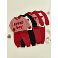 thumbnail image 3 of BemeyourBBs Toddler Baby Boy Girl Valentines Day Outfits Lover Boy Letter Long Sleeve Pullover Sweatshirt Tops Stripe Pants Set Spring Fall Winter Clothes, 3 of 9