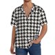 thumbnail image 1 of Fotbe Houndstooth Black And White Camisa Estampada de Manga Corta para Hombre, Casual de Verano, Estilo Playero, Sin Arrugas-Large, 1 of 5