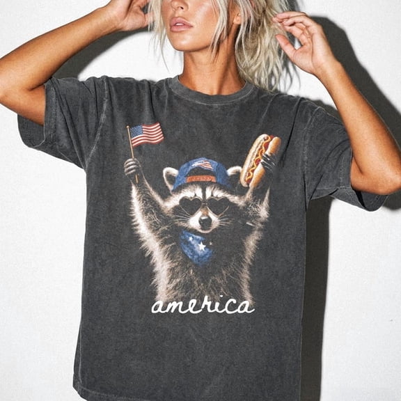 Feral & Free Racoon Shirt, 4th of July Shirt, USA Independence Day Shirt, Funny Raccoon Tee, Patriotic Shirt, July 4th Gift