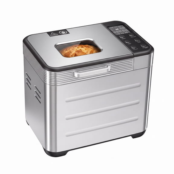 CONCETTA Bread Maker Machine with 12 Menu Options, 3 Loaf Sizes up to 2 lb, 3 Crust Settings, Removable Baking Pan & Kneading Paddle,Sliver