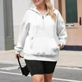 thumbnail image 2 of Lenpel Women's Plus Size Hoodies Long Sleeve Half Zip Drawstring Hooded Sweatshirts Casual Loose Pullover Tops with Pocket(White,X-Large), 2 of 4