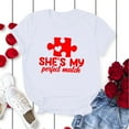 thumbnail image 4 of Chandails Mignons pour Couples Assortis de la Saint-Valentin, T-Shirt Décontracté à Manches Courtes à Col Rond, Blouse Ample à Imprimé de Lettres, T-Shirt Confortable, Doux et Respirant, Blouse Tee pour Lui et Elle, Blanc TTTG, 4 of 5