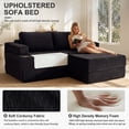 thumbnail image 3 of Holaki 75" Convertible Sofa Bed, L-Shaped Boneless Loveseat Couch for Living Room, Modular Sectional Sofa with Movable Ottoman, Modern Corduroy Floor Couch with Cup Holders & Pockets, Black, 3 of 10