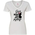 thumbnail image 3 of Inktastic Hunting Girls Hunt Too Only Prettier with Doe and Arrow Women's V-Neck T-Shirt, 3 of 5