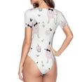 thumbnail image 4 of The Xecao Cute Poodle Dog Women's Crew Neck Body Suit, a short-sleeved bodysuit and basic swimsuit, both comfort and style for dating and daily life, 4 of 9