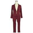 thumbnail image 3 of Aboser Women’s Business Two Piece Outfits Trendy Deep V Solid Color Blazer and Pants Set Elegant Offiec Business Suit for Work, 3 of 5