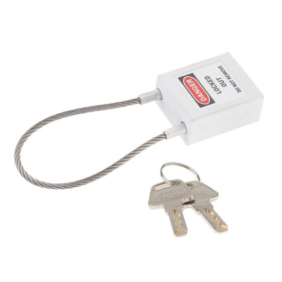 Safety Padlock Lock Cable Keyed Padlock, PA Steel, to Choose White