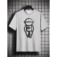 thumbnail image 2 of Men's Plus Size Spaceman Pattern Plain Color Short Sleeve Crew Neck T-shirt, Oversized Casual Clothing For Big And Tall Guys, 2 of 8