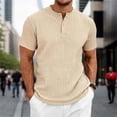 thumbnail image 2 of FINALGANG Mens Solid Color Short Sleeve Cable Knit Polo TShirt For Business Casual Office Wear Daily Summer Outdoor Activities Khaki S, 2 of 7