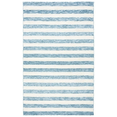 SAFAVIEH Easy Care Fergal Stripe Area Rug, 6' x 9', Light Blue/Ivory