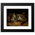 thumbnail image 2 of Adolf Von Becker 24x20 Black Modern Framed Museum Art Print Titled - Sleeping Grey Cat and a Rat (1864), 2 of 5