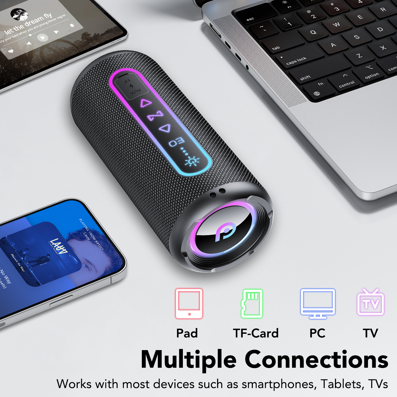 FAMOO Portable Bluetooth Speaker, 30W with Deep Bass, Black photo 6