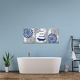 thumbnail image 3 of 3 Pieces Rustic Floral Canvas Wall Art Dahlia Relax Soak Unwind Painting Artwork for Home Bathroom Decor Navy Blue Flower Picture Print Framed Ready to Hang Each Piece 12x16 Inch, 3 of 6