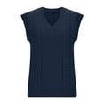 thumbnail image 4 of XuJwPNcy Women's Sweater Vest Fall V Neck Casual Sleeveless Sweaters Loose Cable Knit Winter Pullover Tops Basic Sweater Vest（Navy,Small), 4 of 6